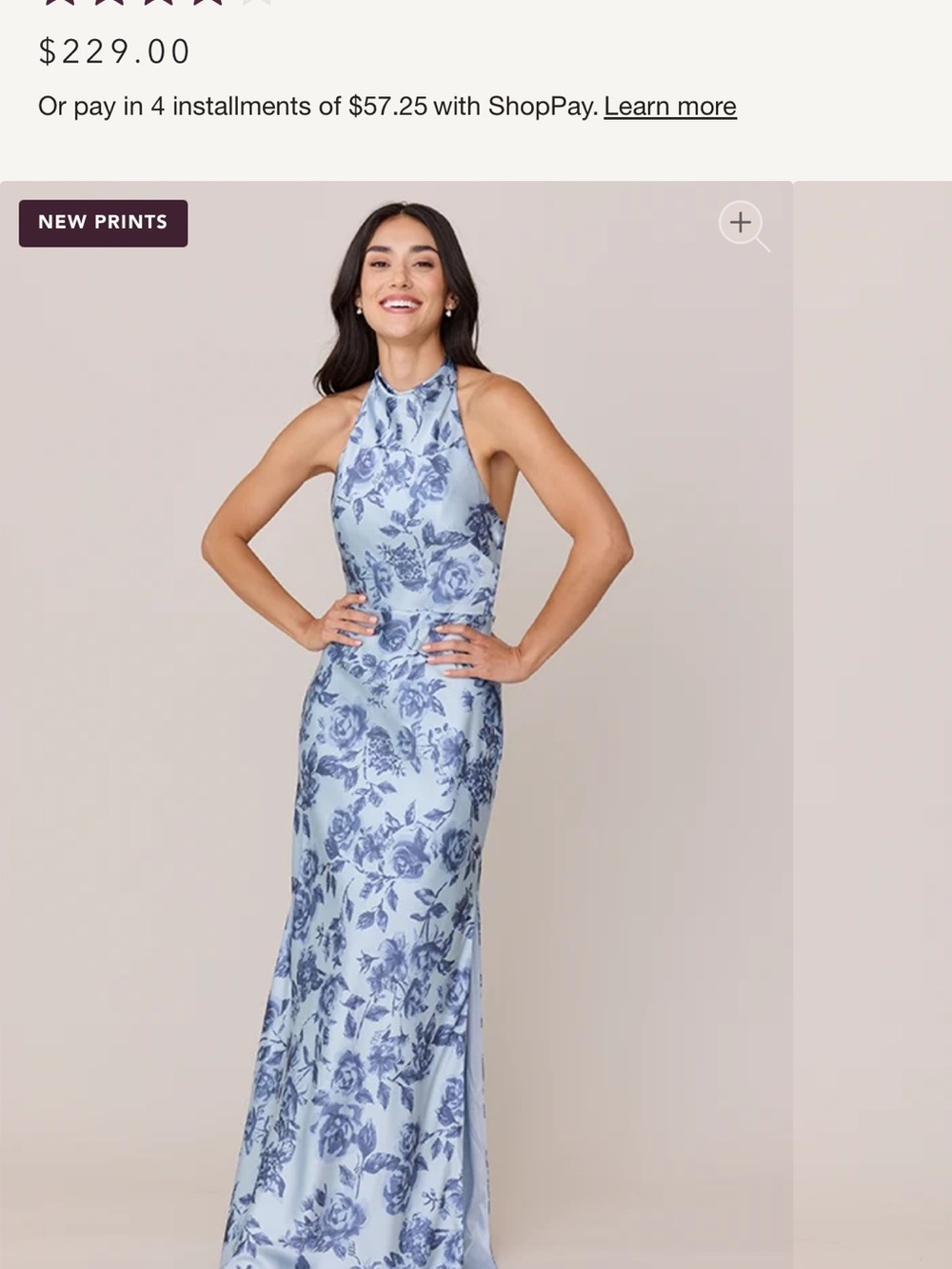 Revelry Sky Blue Garden Floral Halter Satin Maxi Dress